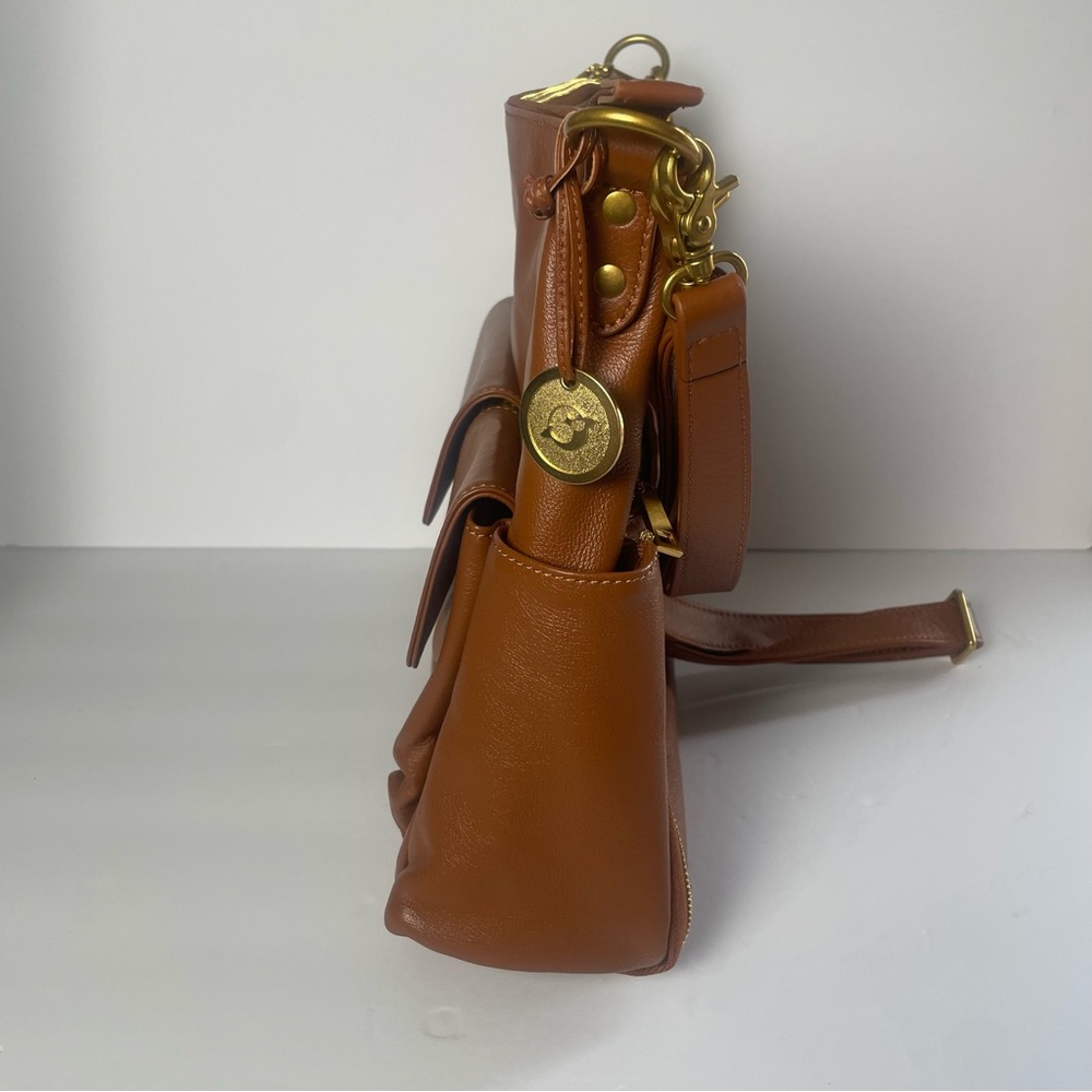 Share Minooy Hera Crossbody Tote Shoulder Bag Caramel Color 6.6L Soft Leather - Picture 7 of 16